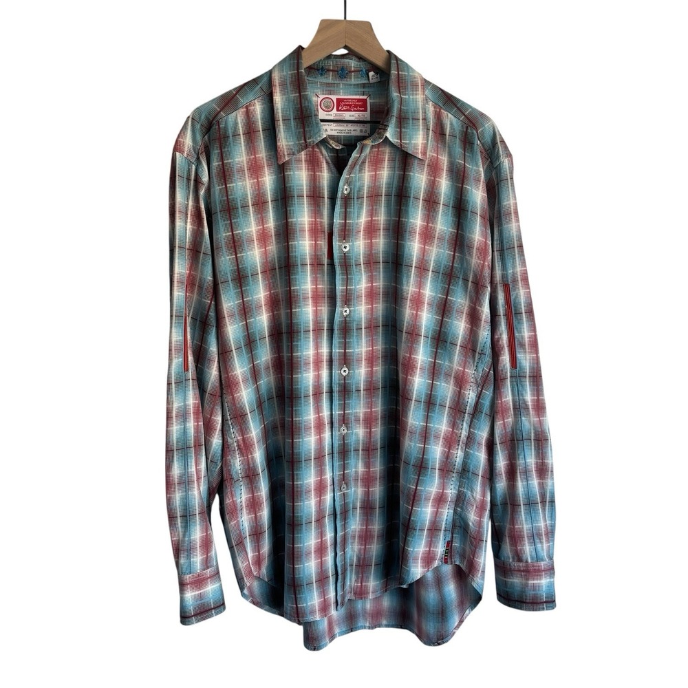 Robert Graham Mens Shirt‎ XL Red Plaid Fort Sumter Button Down Freshly Laundered